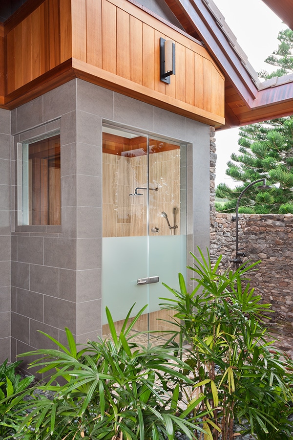 Island style outdoor shower. 